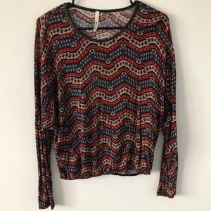 Mind Code Long Sleeve Tribal Print Shirt